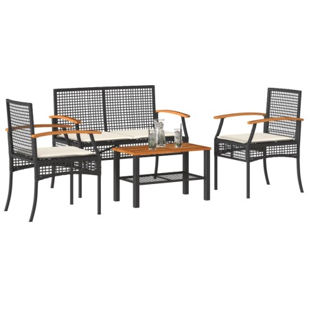 Garden set with cushions 4 pieces black synthetic rattan by , Garden sets - Ref: Foro24-366266, Price: 191,82 €, Discount: %