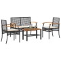 Garden set with cushions 4 pieces black synthetic rattan by , Garden sets - Ref: Foro24-366266, Price: 191,82 €, Discount: %