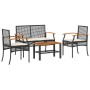 Garden set with cushions 4 pieces black synthetic rattan by , Garden sets - Ref: Foro24-366266, Price: 191,82 €, Discount: %