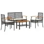 Garden set with cushions 4 pieces black synthetic rattan by , Garden sets - Ref: Foro24-366266, Price: 227,07 €, Discount: %