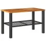 Garden table synthetic rattan black acacia wood 70x38x42 cm by , Garden tables - Ref: Foro24-366270, Price: 67,30 €, Discount: %