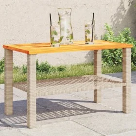 Gartentisch synthetisches Rattan beige Akazienholz 70x38x42 cm von , Gartentische - Ref: Foro24-366272, Preis: 68,76 €, Rabat...
