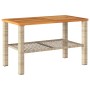 Garden table synthetic rattan beige acacia wood 70x38x42 cm by , Garden tables - Ref: Foro24-366272, Price: 56,94 €, Discount: %