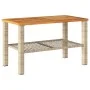 Garden table synthetic rattan beige acacia wood 70x38x42 cm by , Garden tables - Ref: Foro24-366272, Price: 68,76 €, Discount: %