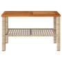 Garden table synthetic rattan beige acacia wood 70x38x42 cm by , Garden tables - Ref: Foro24-366272, Price: 56,94 €, Discount: %