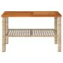 Garden table synthetic rattan beige acacia wood 70x38x42 cm by , Garden tables - Ref: Foro24-366272, Price: 68,76 €, Discount: %