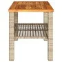 Garden table synthetic rattan beige acacia wood 70x38x42 cm by , Garden tables - Ref: Foro24-366272, Price: 68,76 €, Discount: %