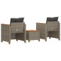 Tisch und Stühle mit Kissen 3 Stück PE Rattan graues Akazienholz von , Gartensets - Ref: Foro24-366314, Preis: 198,91 €, Raba...