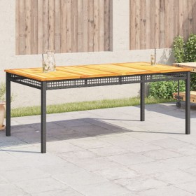 Garden table synthetic rattan black acacia wood 180x90x75 cm by , Garden tables - Ref: Foro24-366279, Price: 175,07 €, Discou...