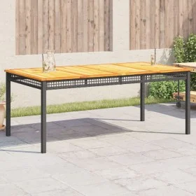 Garden table synthetic rattan black acacia wood 180x90x75 cm by , Garden tables - Ref: Foro24-366279, Price: 211,82 €, Discou...