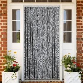 Grau-schwarz-weißer Chenille-Fliegenvorhang, 100 x 230 cm von , Moskitonetze für Fenster - Ref: Foro24-377338, Preis: 66,13 €...