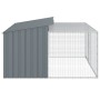 Caseta perros con corral acero galvanizado gris 197x194x110 cm