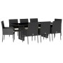 9-teiliges Garten-Essset und schwarze Kissen aus synthetischem Rattan von , Gartensets - Ref: Foro24-3213507, Preis: 594,57 €...