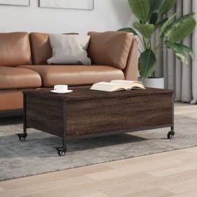 Mesa de centro con ruedas madera ingeniería marrón 91x55x34 cm