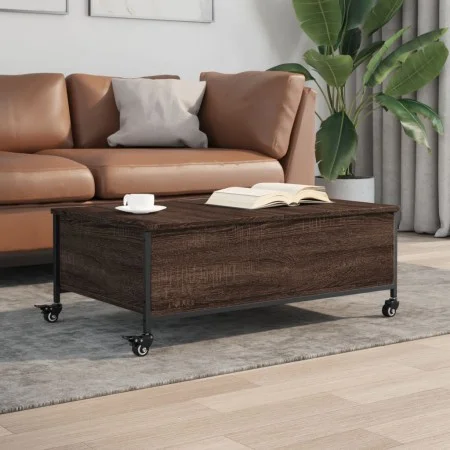 Brown engineered wood coffee table with wheels 91x55x34 cm by , Coffee table - Ref: Foro24-842300, Price: 66,59 €, Discount: %