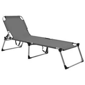 Folding extra high aluminum gray sun lounger for seniors by vidaXL, Loungers - Ref: Foro24-47915, Price: 170,54 €, Discount: %