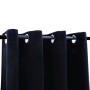 Cortina opaca con anillas de metal terciopelo negro 290x245 cm