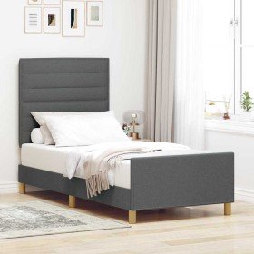 Estructura de cama con cabecera Gris oscuro 100 x 200 cm tela