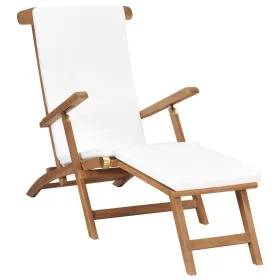 Sun lounger with cream white cushion solid teak wood by vidaXL, Loungers - Ref: Foro24-47408, Price: 215,83 €, Discount: %