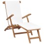 Sonnenliege mit cremeweißem Kissen aus massivem Teakholz von vidaXL, Liegen - Ref: Foro24-47408, Preis: 231,33 €, Rabatt: %