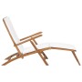 Sun lounger with cream white cushion solid teak wood by vidaXL, Loungers - Ref: Foro24-47408, Price: 231,33 €, Discount: %