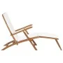 Sun lounger with cream white cushion solid teak wood by vidaXL, Loungers - Ref: Foro24-47408, Price: 227,23 €, Discount: %