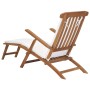 Sonnenliege mit cremeweißem Kissen aus massivem Teakholz von vidaXL, Liegen - Ref: Foro24-47408, Preis: 231,33 €, Rabatt: %