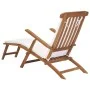 Sun lounger with cream white cushion solid teak wood by vidaXL, Loungers - Ref: Foro24-47408, Price: 227,23 €, Discount: %