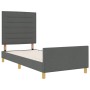 Estructura de cama con cabecera Gris oscuro 100 x 200 cm tela