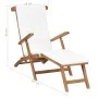 Sun lounger with cream white cushion solid teak wood by vidaXL, Loungers - Ref: Foro24-47408, Price: 227,23 €, Discount: %