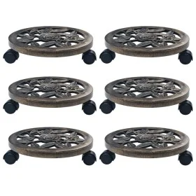 Set of 6 plastic plant stands with wheels, bronze color, 30 cm. by vidaXL, Pot stands - Ref: Foro24-48227, Price: 57,84 €, Di...