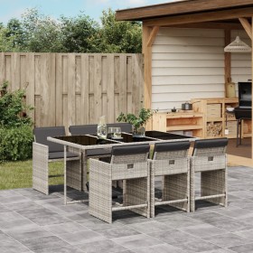 Garden dining set 7 pieces and light gray synthetic rattan cushions by , Garden sets - Ref: Foro24-3211091, Price: 440,94 €, ...