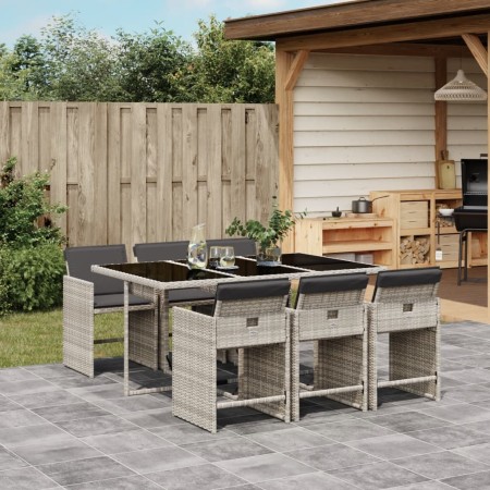 Set comedor jardín 7 pzas y cojines ratán sintético gris claro de , Conjuntos de jardín - Ref: Foro24-3211091, Precio: 398,71 €