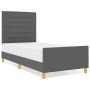 Estructura de cama con cabecera Gris oscuro 100 x 200 cm tela