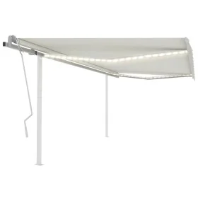Manual retractable awning with cream LED light 4x3 m by , Awnings - Ref: Foro24-3069942, Price: 461,06 €, Discount: %