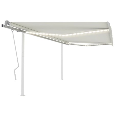 Manual retractable awning with cream LED light 4x3 m by , Awnings - Ref: Foro24-3069942, Price: 452,92 €, Discount: %