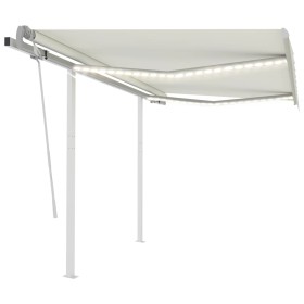 Manual retractable awning with cream LED light 3x2.5 m by , Awnings - Ref: Foro24-3069902, Price: 359,78 €, Discount: %