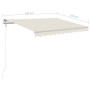 Toldo manual retráctil con luz LED crema 3x2,5 m