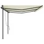 Toldo retráctil automático con postes crema 6x3 m de , Toldos - Ref: Foro24-3070197, Precio: 612,61 €, Descuento: %