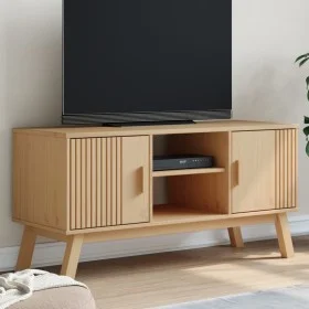 OLDEN TV cabinet solid brown pine wood 114x43x57 cm by , TV Furniture - Ref: Foro24-358600, Price: 116,60 €, Discount: %