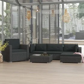 6-piece garden furniture set and black synthetic rattan cushions by vidaXL, Garden sets - Ref: Foro24-46745, Price: 507,05 €,...