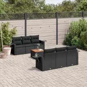 7-piece garden dining set and black synthetic rattan cushions by , Modular outdoor sofas - Ref: Foro24-3224452, Price: 481,85...