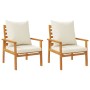 Sillón de jardín con cojines 2 uds madera maciza acacia