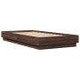Oak brown engineered wood bed frame 90x190 cm by , Beds and slatted bases - Ref: Foro24-839636, Price: 96,69 €, Discount: %
