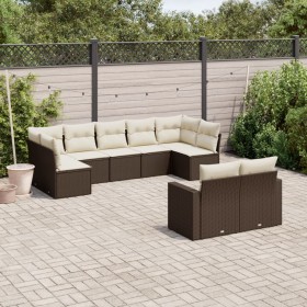 9-piece garden sofa set and brown synthetic rattan cushions by , Modular outdoor sofas - Ref: Foro24-3251760, Price: 623,15 €...