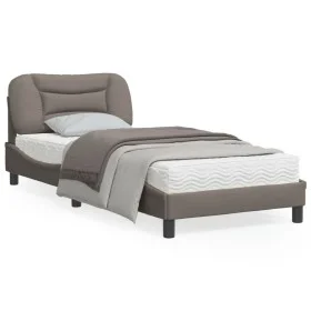 Bed frame with headboard in taupe gray fabric 80x200 cm by , Beds and slatted bases - Ref: Foro24-3207734, Price: 149,28 €, D...