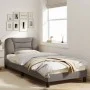 Bed frame with headboard in taupe gray fabric 80x200 cm by , Beds and slatted bases - Ref: Foro24-3207734, Price: 149,28 €, D...