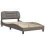 Bed frame with headboard in taupe gray fabric 100x200 cm by , Beds and slatted bases - Ref: Foro24-3207755, Price: 154,31 €, ...