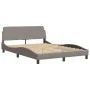 Bed frame with headboard in taupe gray fabric 140x190 cm by , Beds and slatted bases - Ref: Foro24-3207769, Price: 212,46 €, ...