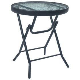 Steel and black glass bistro garden table 40x46 cm by vidaXL, Garden tables - Ref: Foro24-47926, Price: 54,55 €, Discount: %